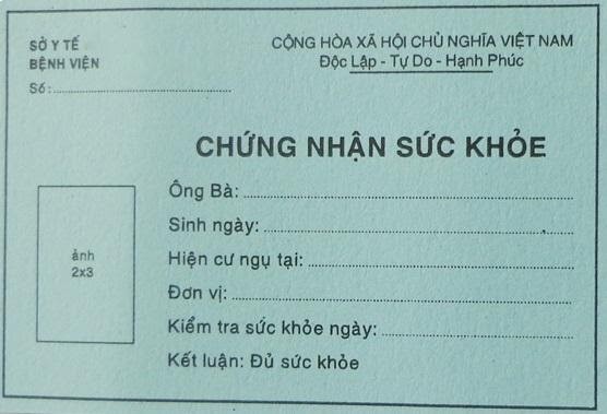 giấy khám sức khỏe thẻ xanh