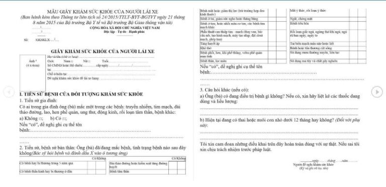 Khám sức khỏe lái xe
