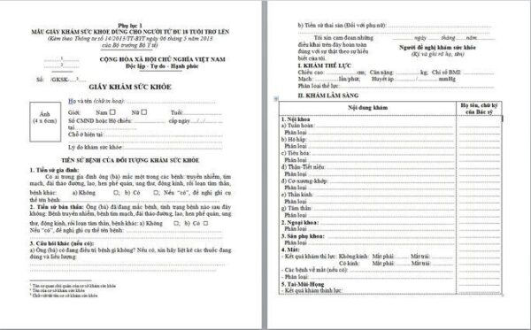 Mua giấy chứng nhận sức khỏe xin việc 