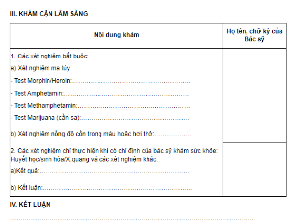 Giấy khám sk của người lái xe