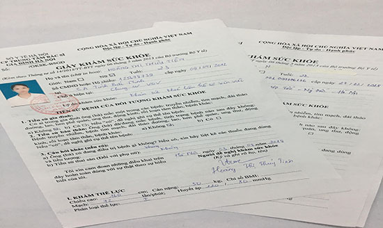 giấy khám sức khỏe đi làm