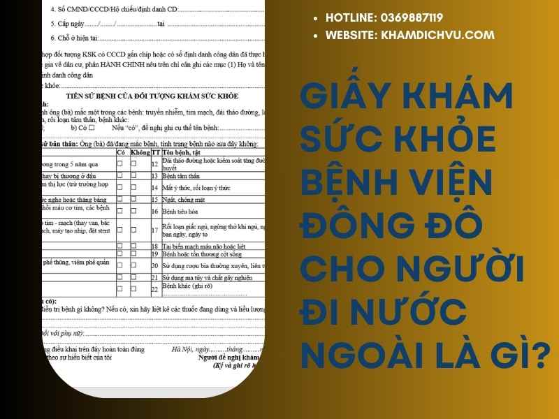 Giấy khám sức khỏe bệnh viện Đông Đô cho người đi nước ngoài