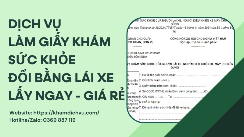 Giấy khám sức khỏe đổi bằng lái xe