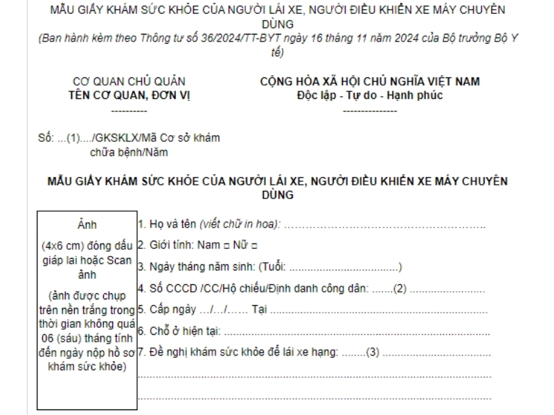 làm giấy khám sức khỏe lái xe hạng B