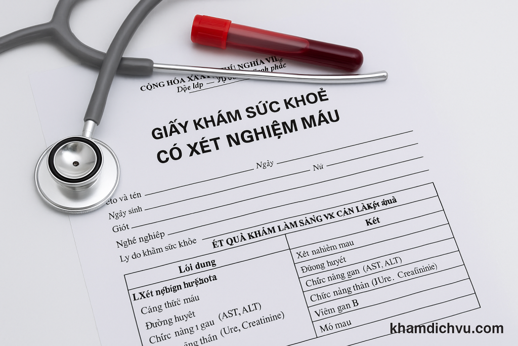 Giấy khám sức khỏe có xét nghiệm máu