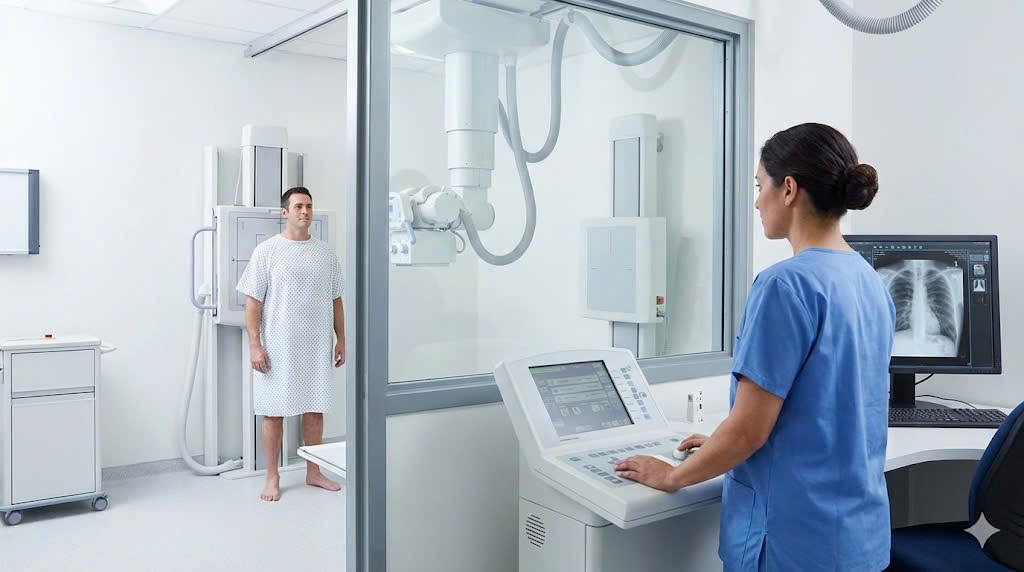 Chụp X-quang ngực thẳng khi khám cận lâm sàng