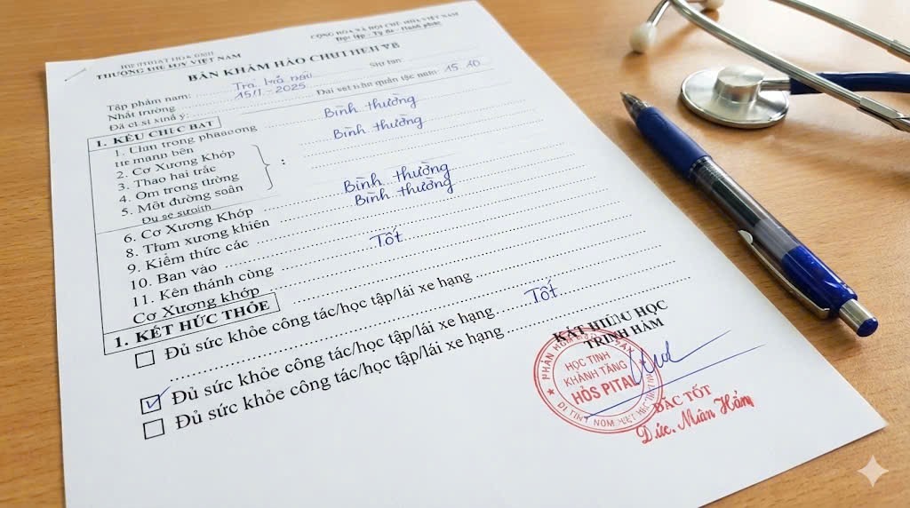 Mẫu giấy khám sức khỏe có phần kết luận cơ xương khớp bình thường đủ điều kiện