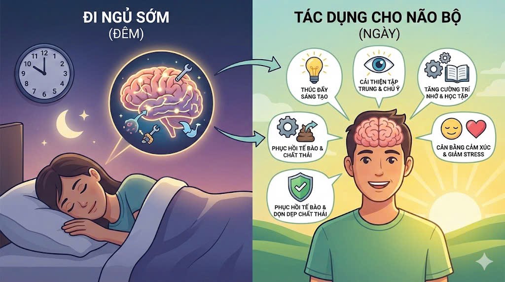 đi ngủ sớm có tác dụng gì cho não bộ