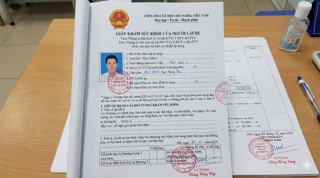 giấy khám sức khỏe lái xe theo thông tư 36