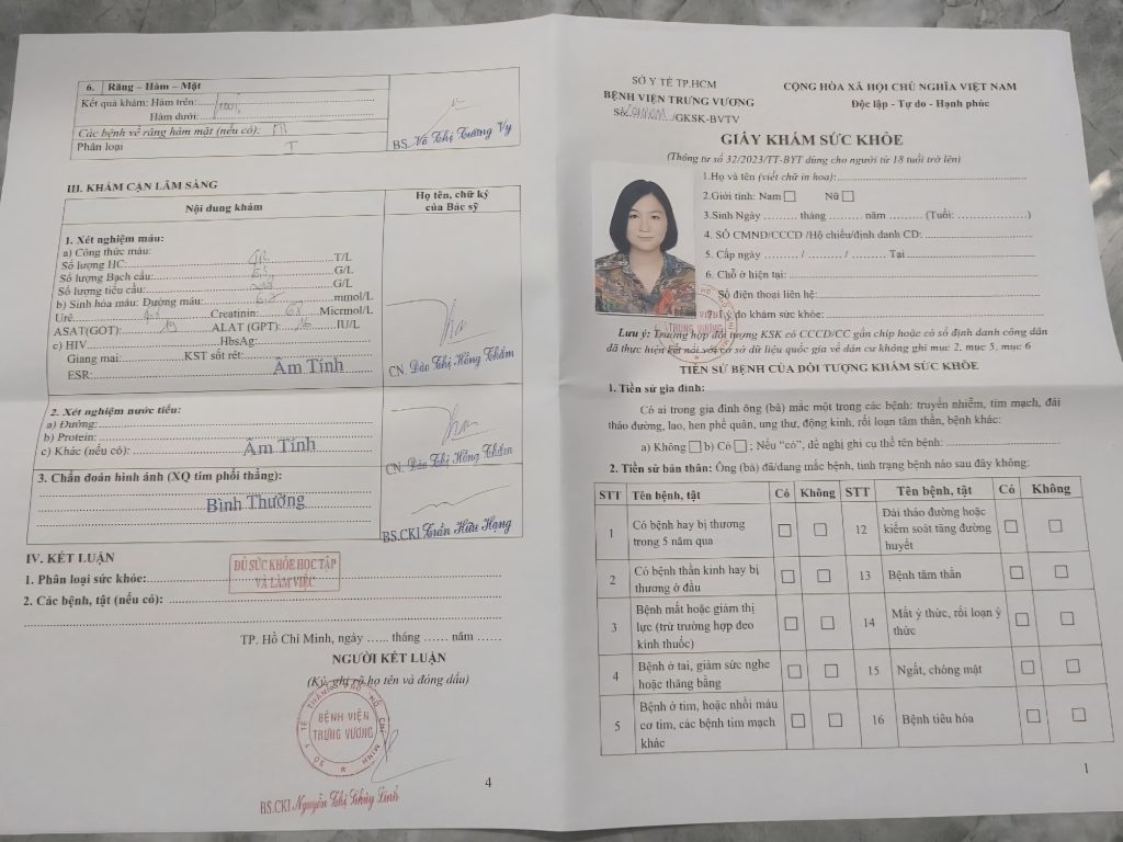 Giấy khám sức khỏe giáo viên mẫu A3 chuẩn thông tư 32 mới nhất 2026