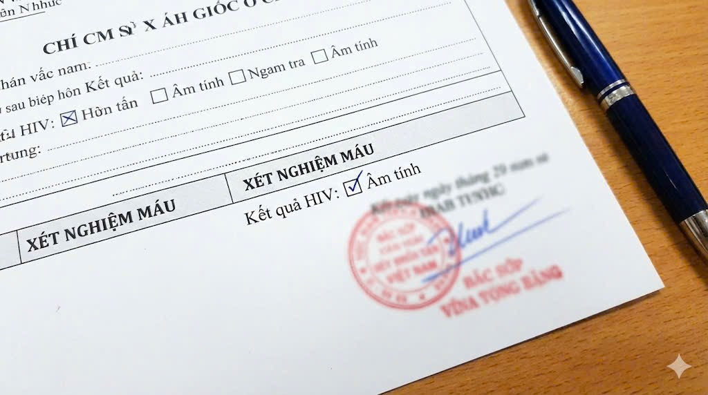 giấy khám sức khỏe có test hiv