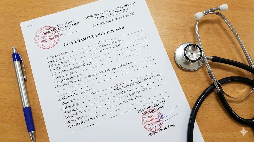 Mẫu giấy khám sức khỏe đi học đơn giản