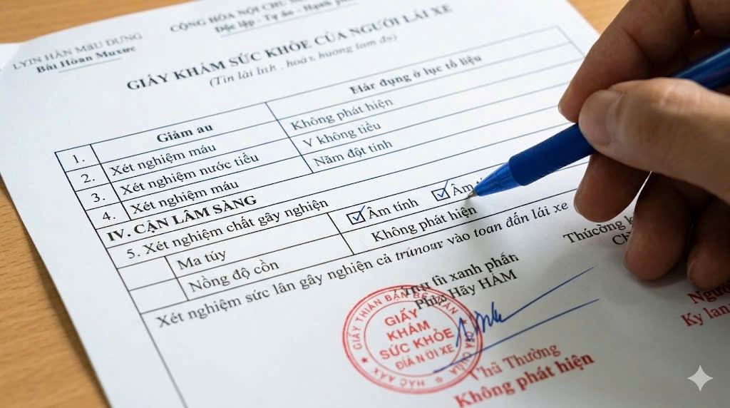 Mẫu giấy khám sức khỏe lái xe theo thông tư 36 có xét nghiệm ma túy