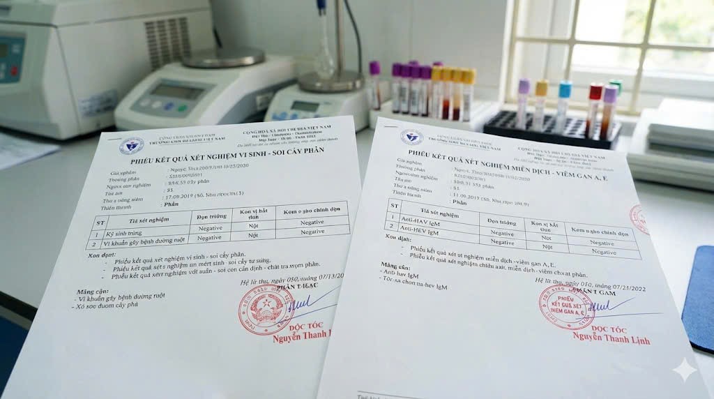 Giấy xét nghiệm của khám sức khỏe nhà hàng