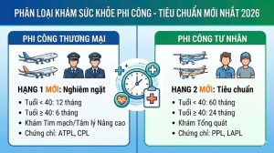 Phân loại khám sức khỏe phi công tiêu chuẩn mới nhất 2026 cho phi công thương mại và tư nhân