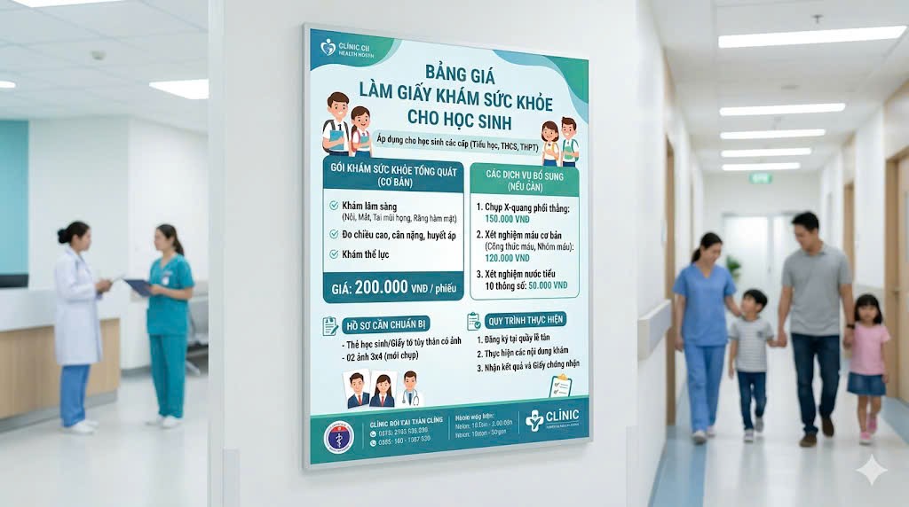 Bảng giá làm giấy khám sức khỏe cho học sinh