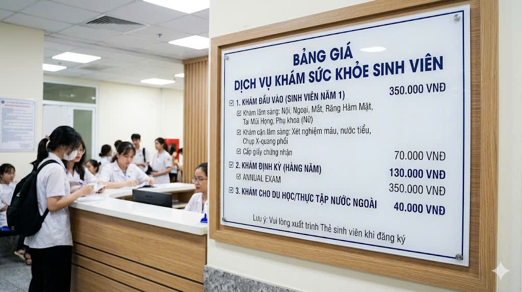 Bảng giá làm giấy khám sức khỏe cho sinh viên