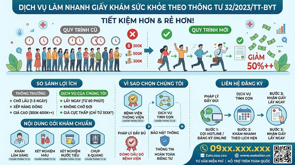 Dịch vụ làm giấy khám sức khỏe nhanh theo thông tư 32