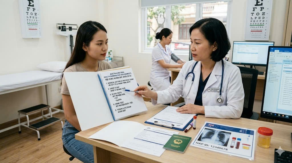 Giấy khám sức khỏe định cư Úc bao gồm nhiều hang mục