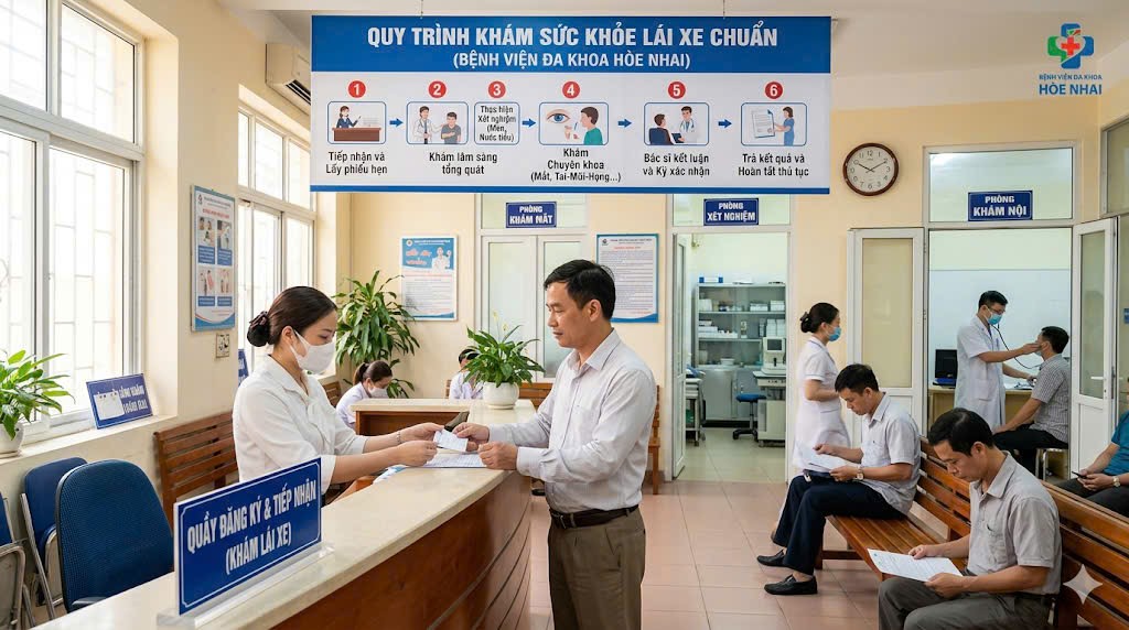 Quy trình làm giấy khám sức khỏe lái xe bệnh viện Hòe Nhai chuẩn