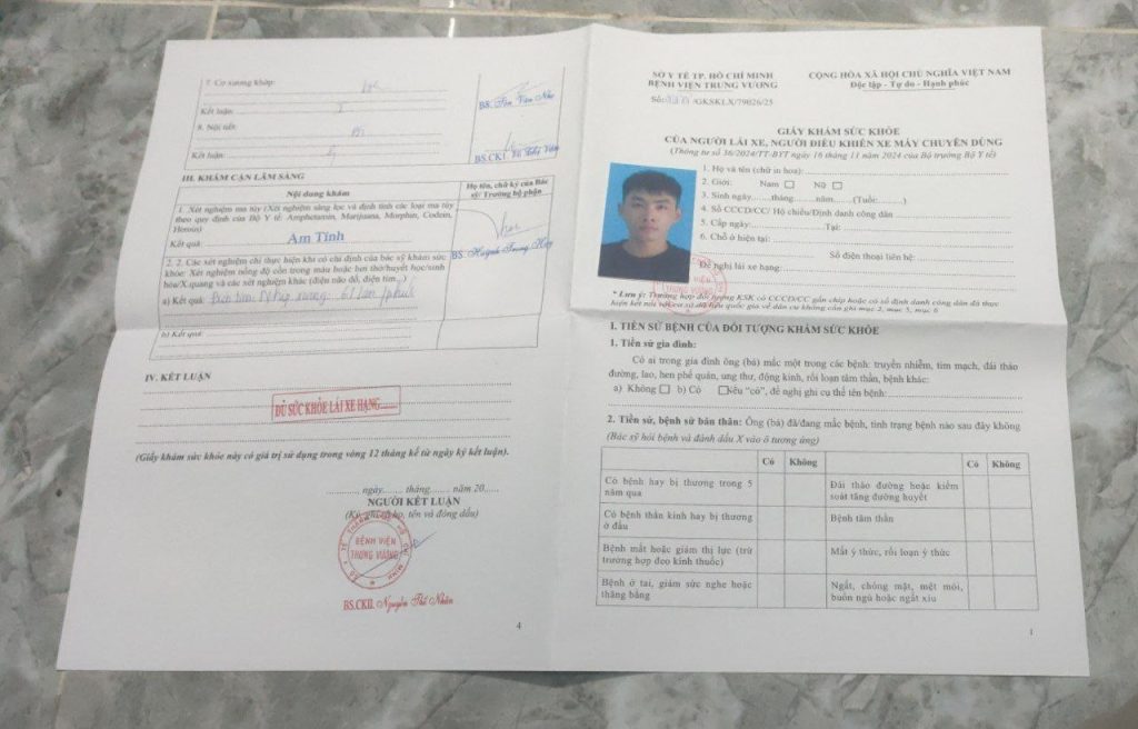 dịch vụ làm giấy khám sức khỏe lái xe cho tài xế chuẩn